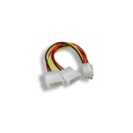 Cable Wholesale Dual 5.25-inch Molex Female Power to PCI Express 6-Pin PC Power Adapter Cable, 8 inches 11W3-10008